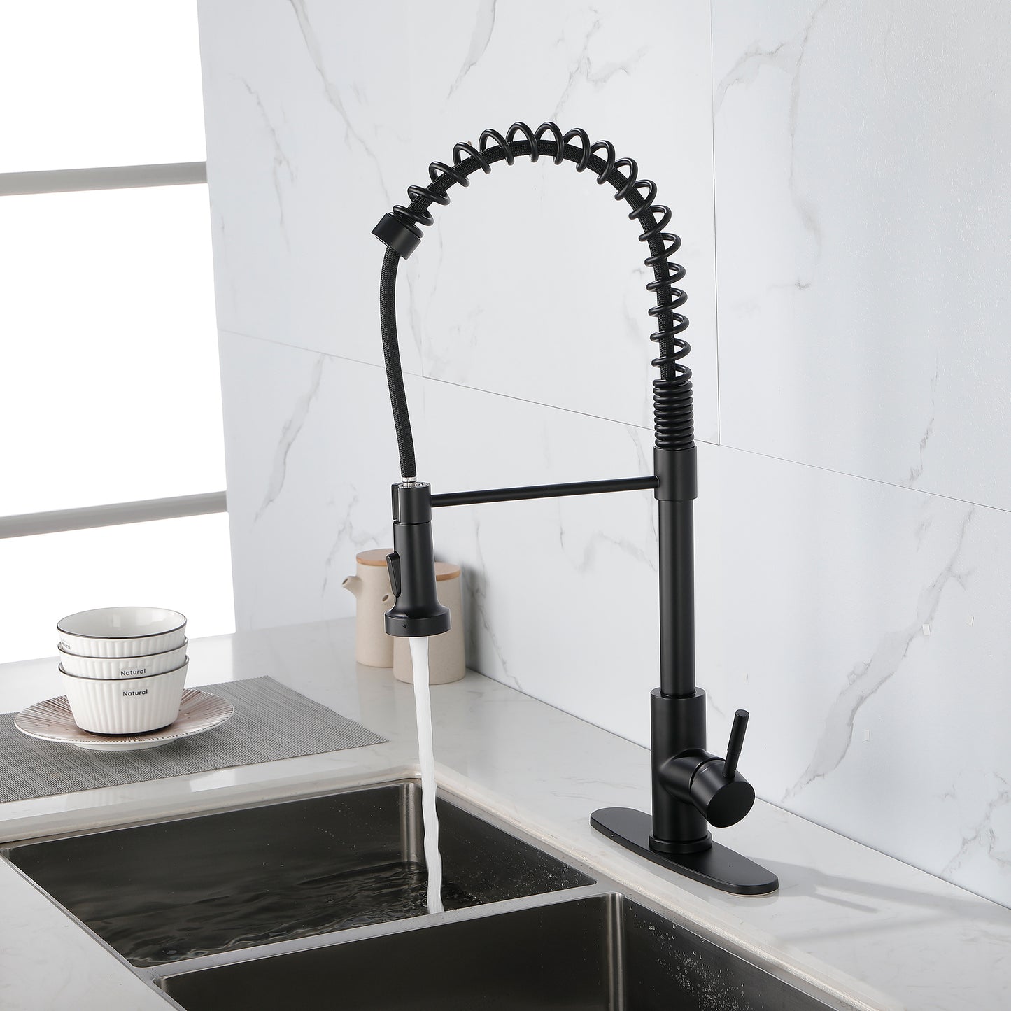 Modern Solid Brass Spring Kitchen Sink Faucet