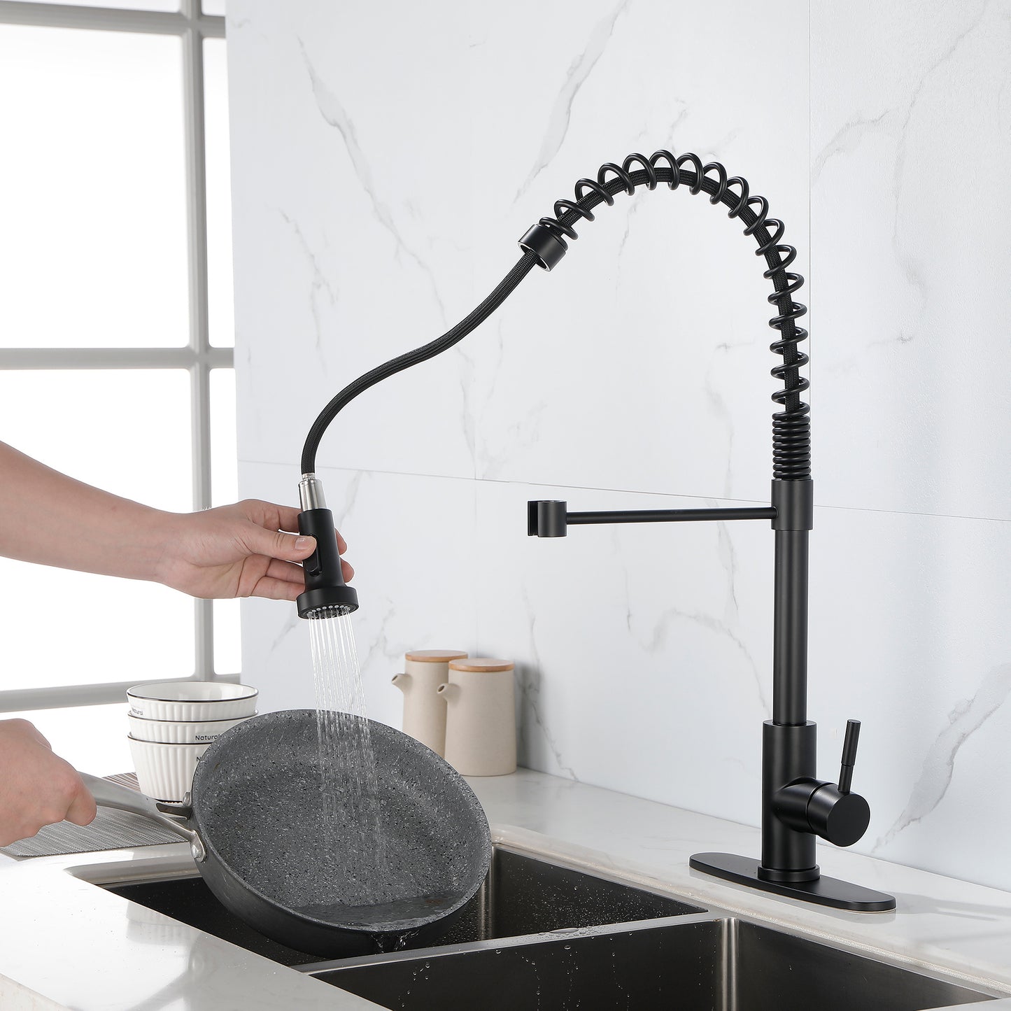 Modern Solid Brass Spring Kitchen Sink Faucet