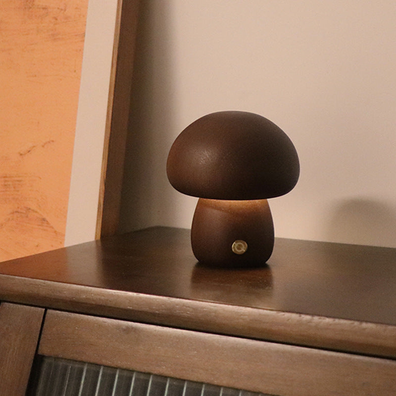 LED Wooden Mushroom Night Light