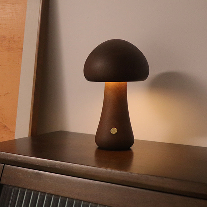 LED Wooden Mushroom Night Light