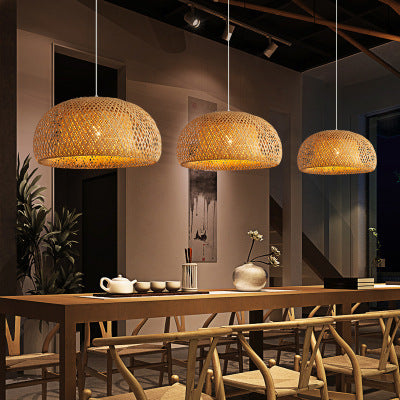 Luxury Japanese Bamboo Woven Pastoral Chandelier