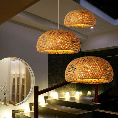 Luxury Japanese Bamboo Woven Pastoral Chandelier