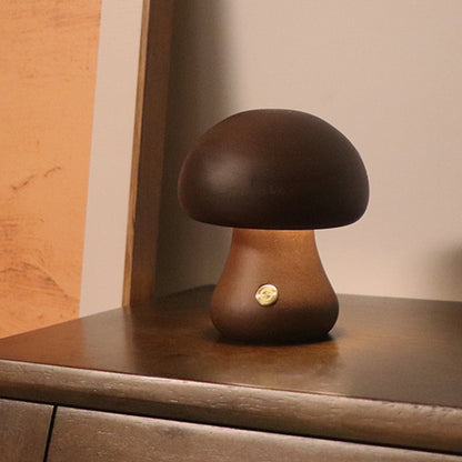 LED Wooden Mushroom Night Light