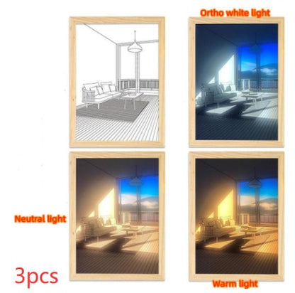 Illuminated Picture LED Decorative Light Painting Bedside Picture Style Creative Modern Simulate Sunshine Drawing Night Light Gift