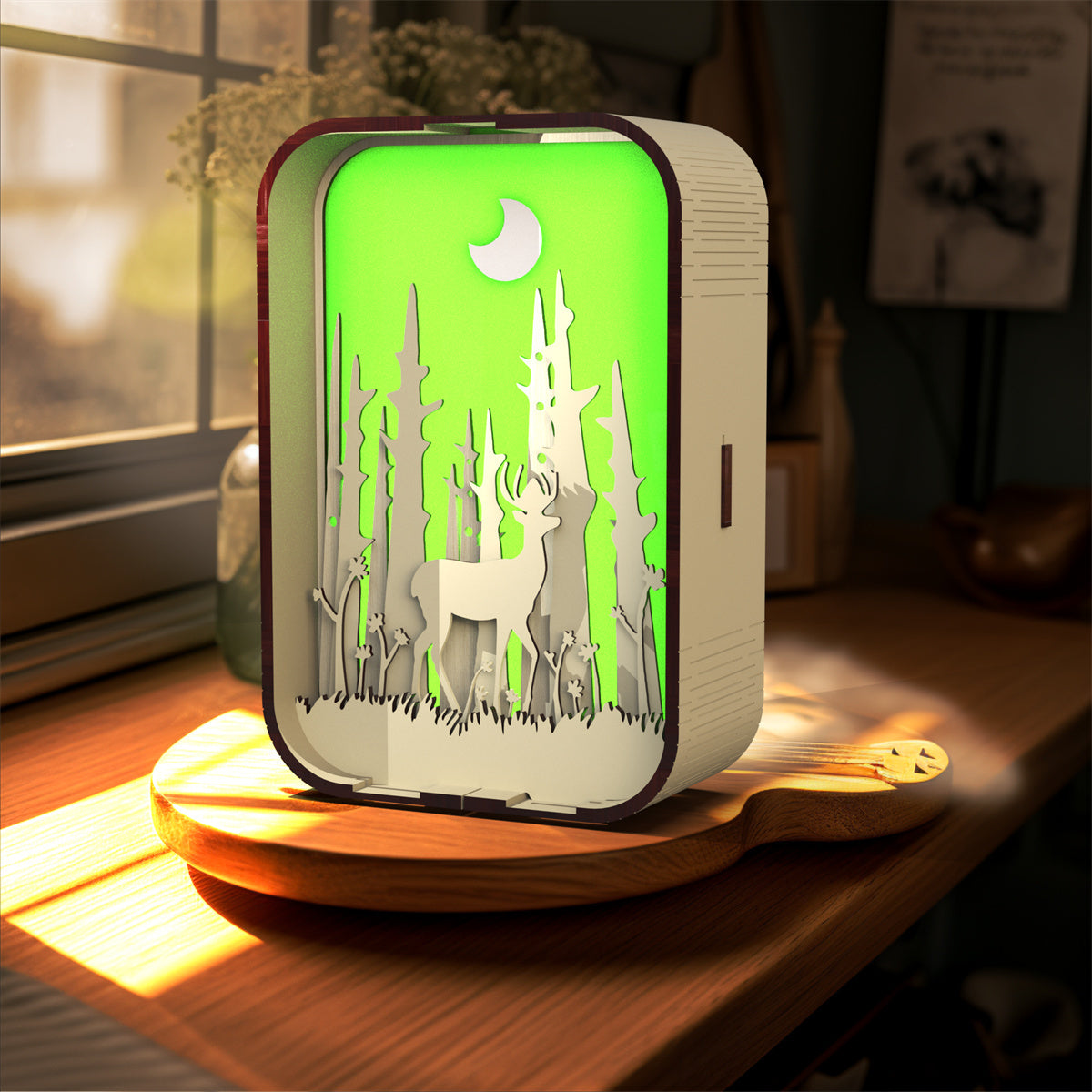 Wood Cabin Bedside Lamp Decor