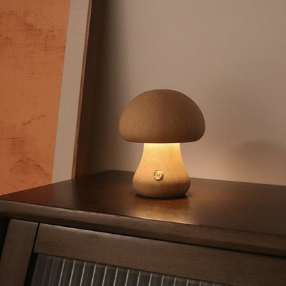 LED Wooden Mushroom Night Light