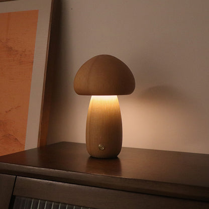 LED Wooden Mushroom Night Light