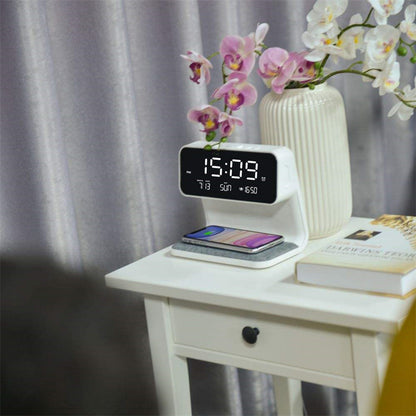 3 In 1 Wireless Bedside Charging Alarm Clock Lamp