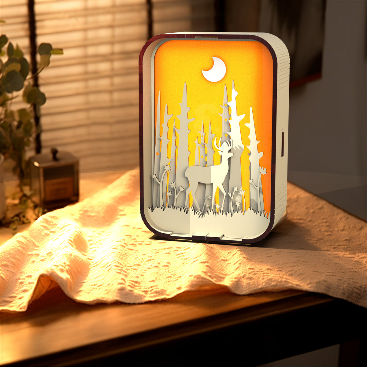 Wood Cabin Bedside Lamp Decor