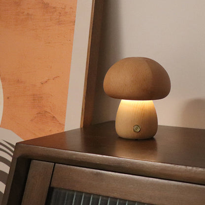 LED Wooden Mushroom Night Light