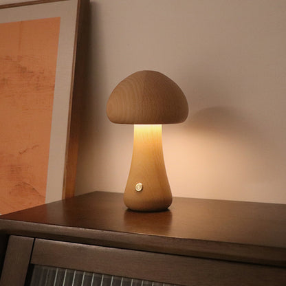 LED Wooden Mushroom Night Light